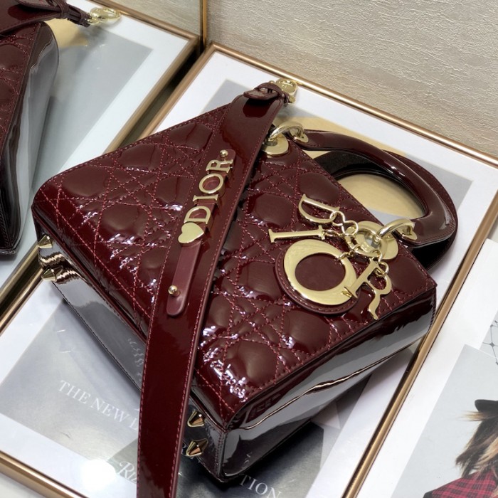 small lady D*or my abcD*or bag burgundy patent