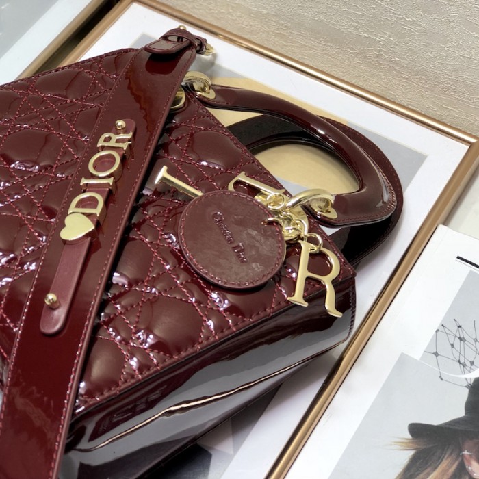 small lady D*or my abcD*or bag burgundy patent