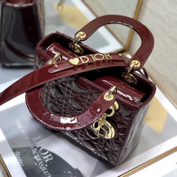 small lady D*or my abcD*or bag burgundy patent