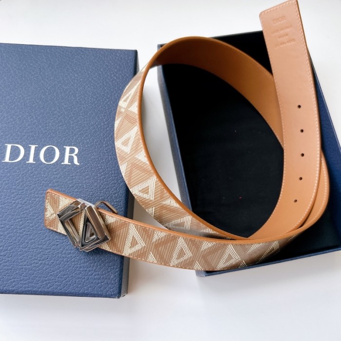CD Diamond Canvas Reversible Belt w/ CD Diamond Buckle 40 MM Coffee
