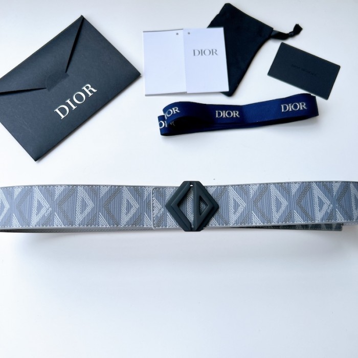 D*or diamond canvas reversible belt w/ cd diamond buckle 40 mm gray