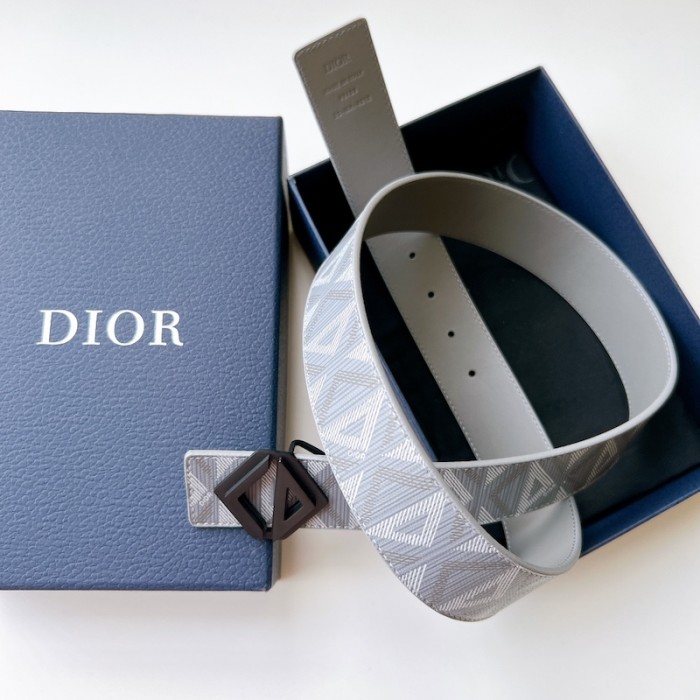 D*or diamond canvas reversible belt w/ cd diamond buckle 40 mm gray