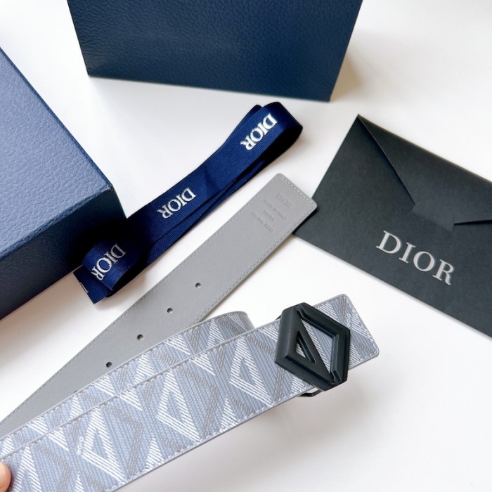 D*or diamond canvas reversible belt w/ cd diamond buckle 40 mm gray