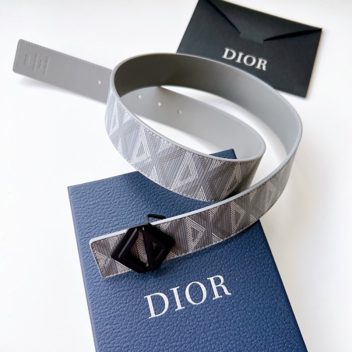 D*or diamond canvas reversible belt w/ cd diamond buckle 40 mm gray