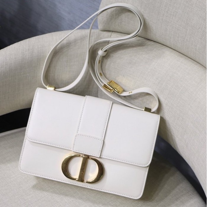 D*or 30 montaigne calfskin bag white