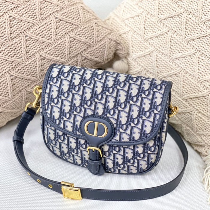 D*or medium D*or bobby bag blue D*or oblique jacquard