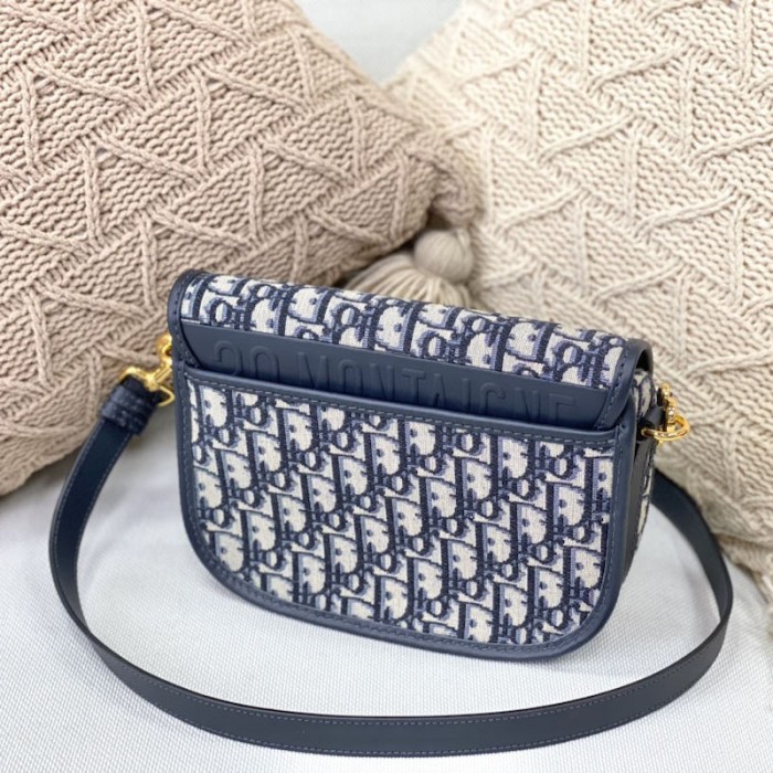 D*or medium D*or bobby bag blue D*or oblique jacquard