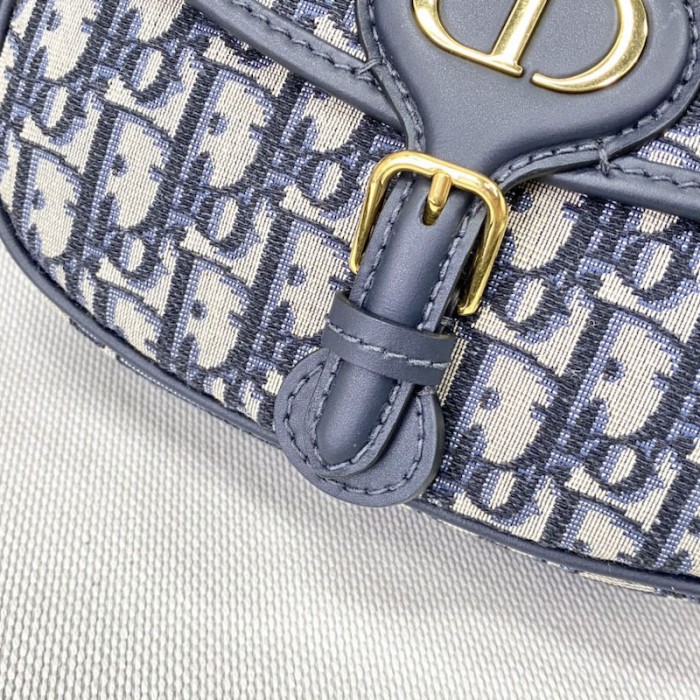 D*or medium D*or bobby bag blue D*or oblique jacquard