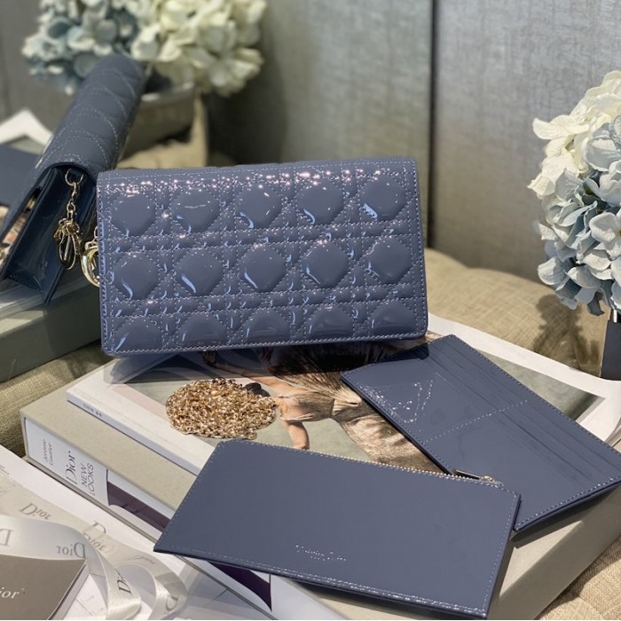 D*or lady D*or calfskin clutch blue