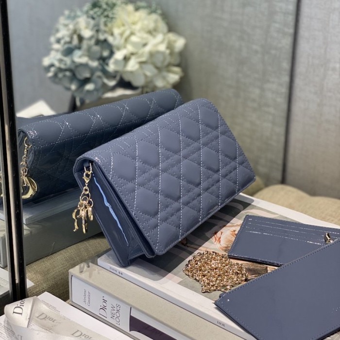 D*or lady D*or calfskin clutch blue