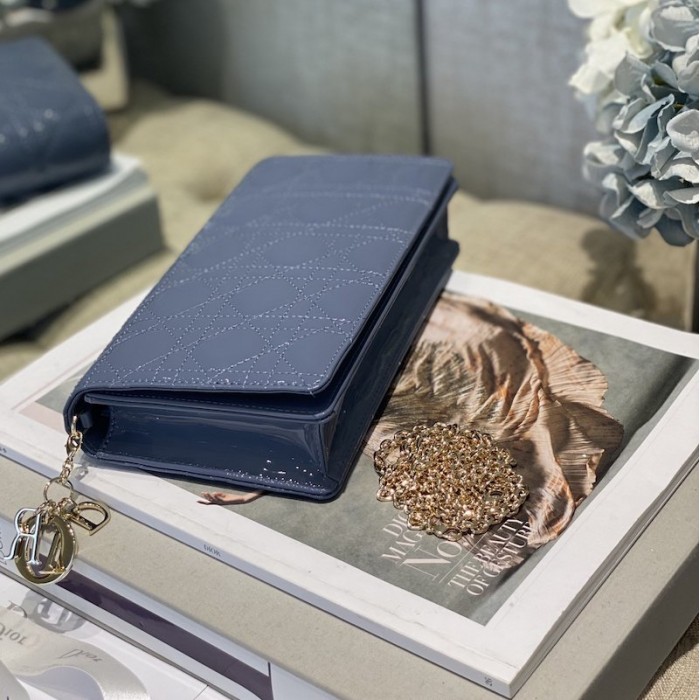 D*or lady D*or calfskin clutch blue