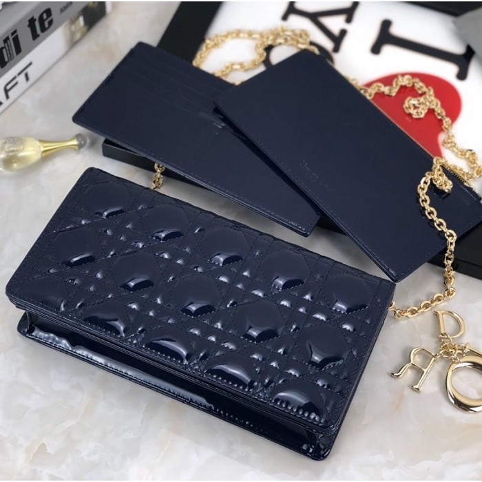 D*or lady D*or calfskin clutch navy