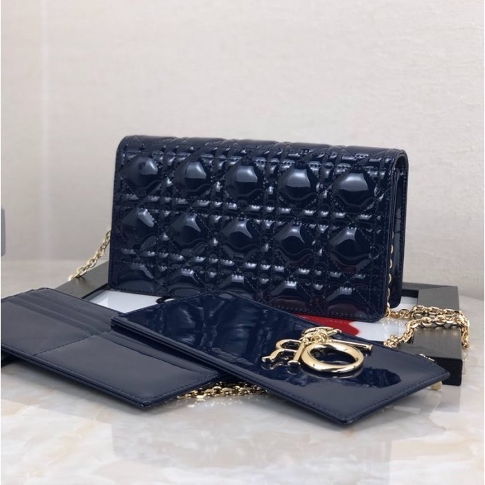 D*or lady D*or calfskin clutch navy