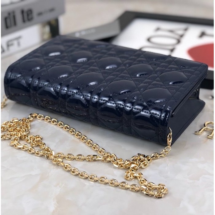 D*or lady D*or calfskin clutch navy