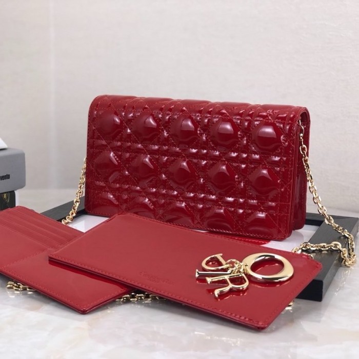 D*or lady D*or calfskin clutch red