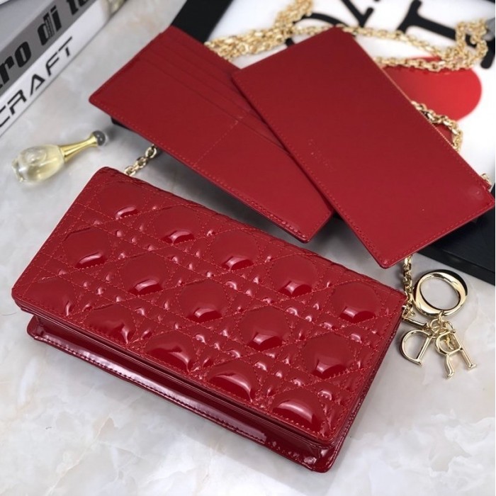 D*or lady D*or calfskin clutch red