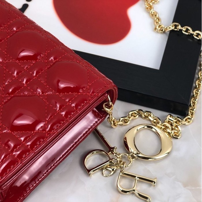 D*or lady D*or calfskin clutch red