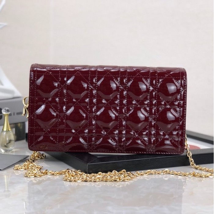 D*or lady D*or calfskin clutch burgundy