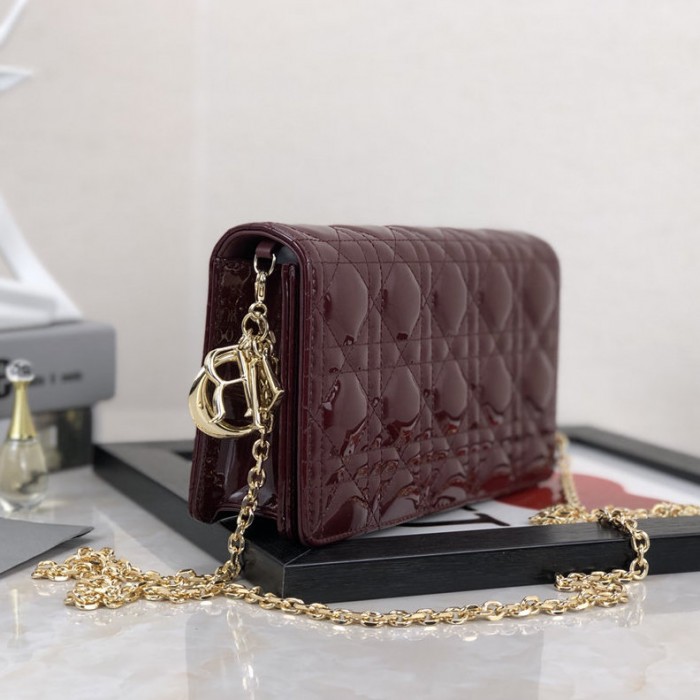 D*or lady D*or calfskin clutch burgundy