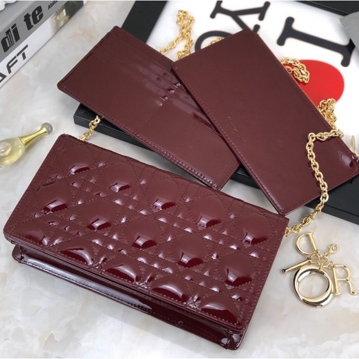 D*or lady D*or calfskin clutch burgundy