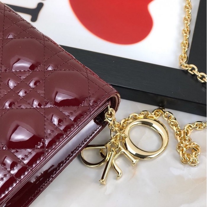 D*or lady D*or calfskin clutch burgundy