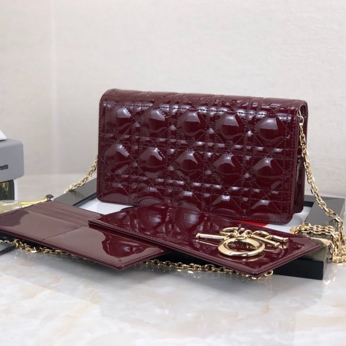 D*or lady D*or calfskin clutch burgundy