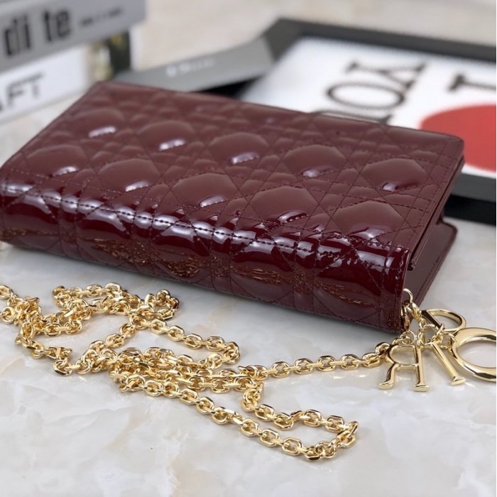 D*or lady D*or calfskin clutch burgundy
