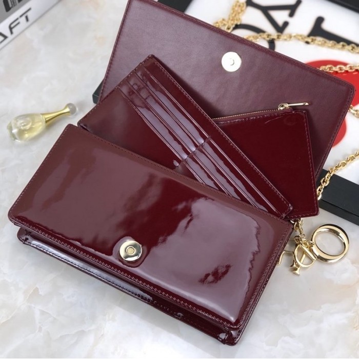 D*or lady D*or calfskin clutch burgundy
