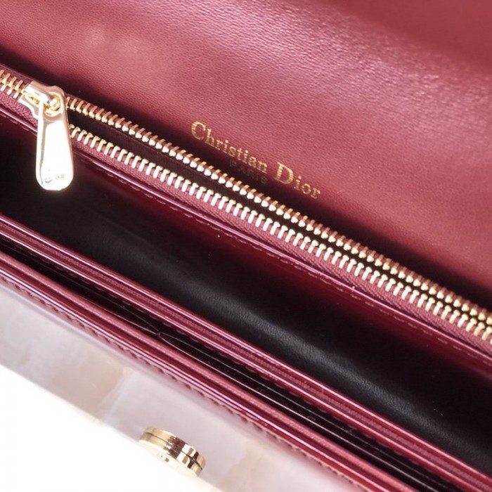 D*or lady D*or calfskin clutch burgundy