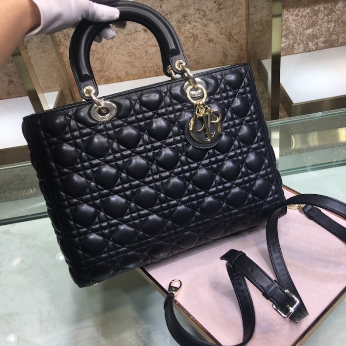D*or lady D*or lambskin bag black