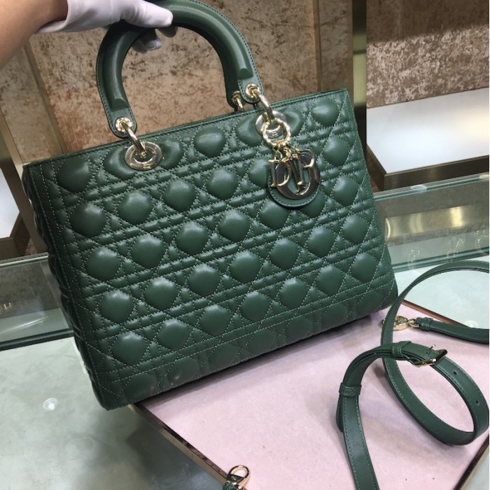 D*or lady D*or lambskin bag green