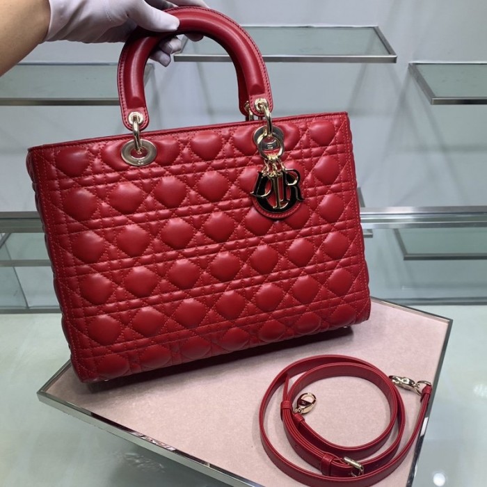 D*or lady D*or lambskin bag red