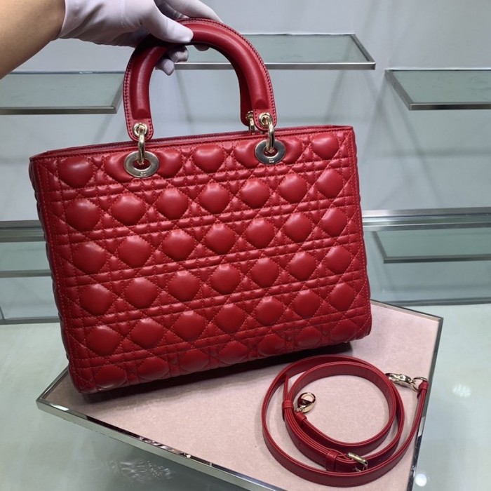 D*or lady D*or lambskin bag red