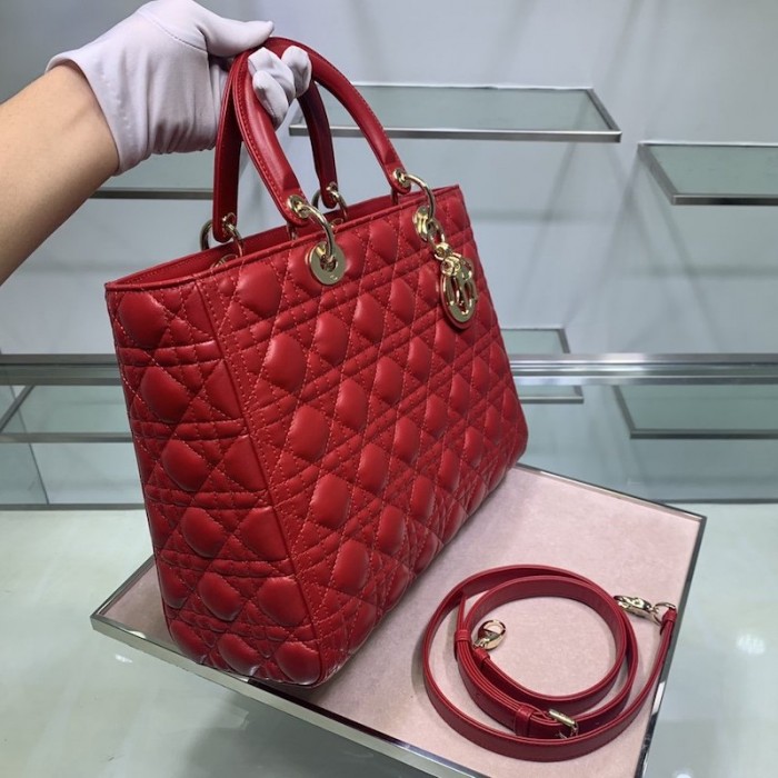 D*or lady D*or lambskin bag red