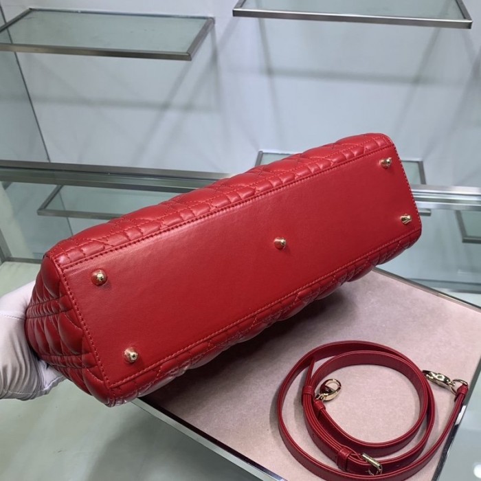 D*or lady D*or lambskin bag red