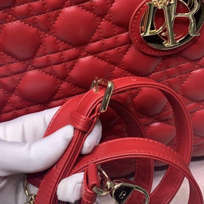 D*or lady D*or lambskin bag red
