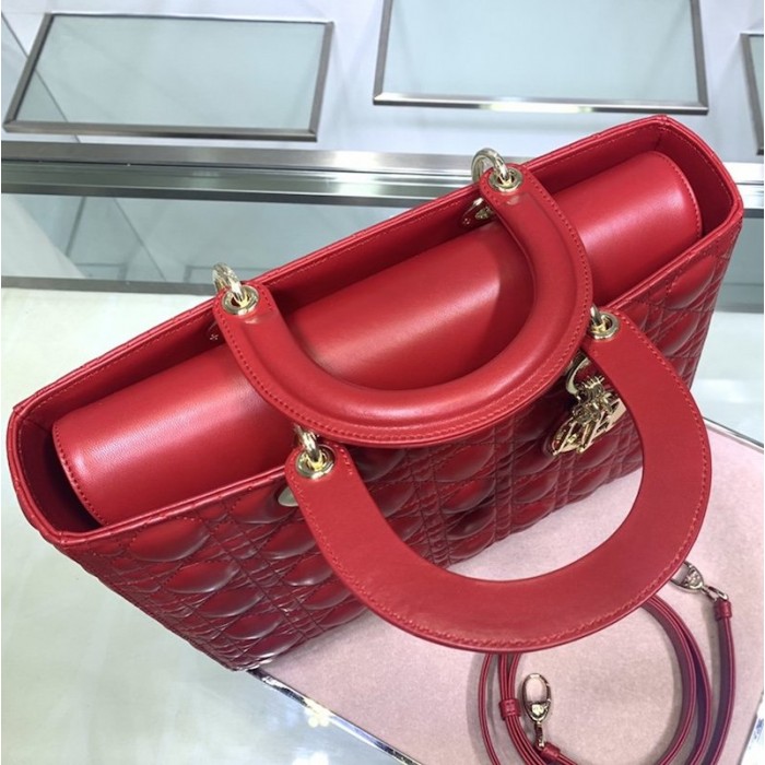 D*or lady D*or lambskin bag red