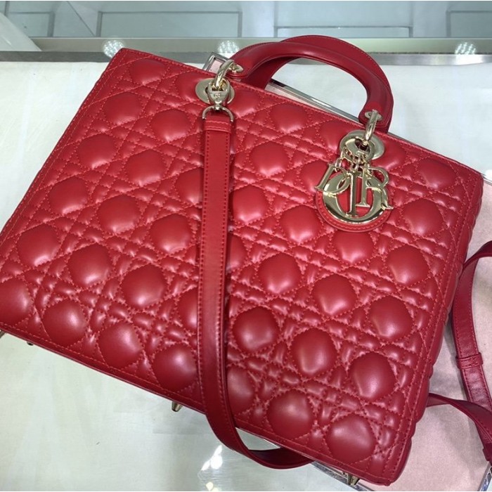 D*or lady D*or lambskin bag red