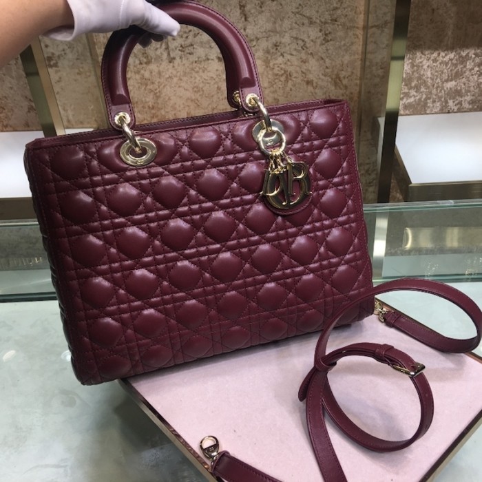 D*or lady D*or lambskin bag wine