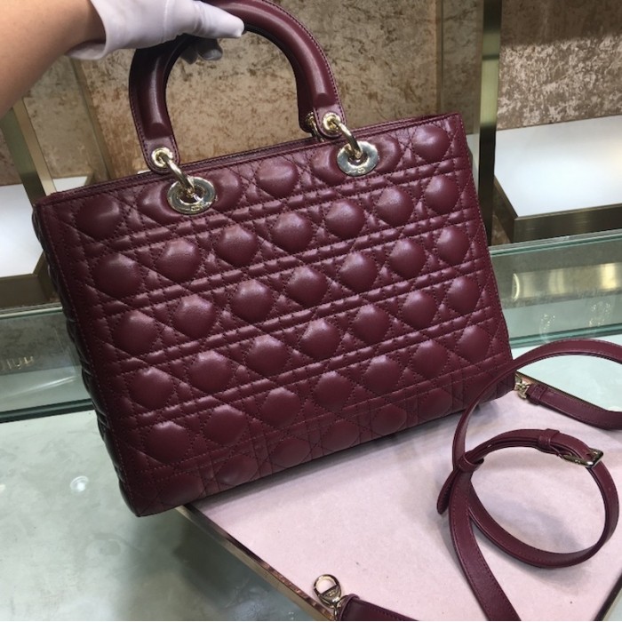 D*or lady D*or lambskin bag wine