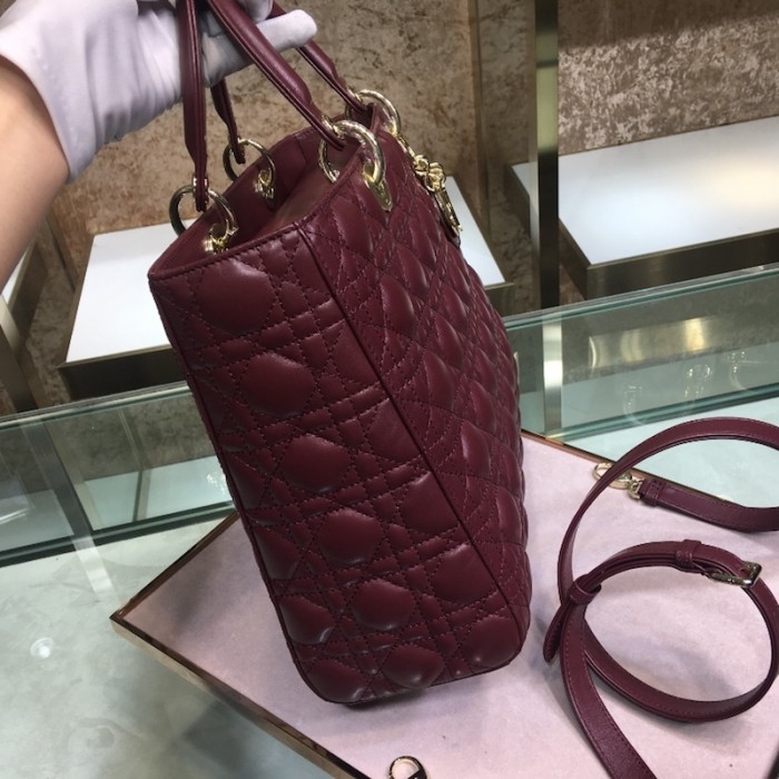 D*or lady D*or lambskin bag wine