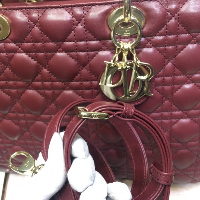 D*or lady D*or lambskin bag wine