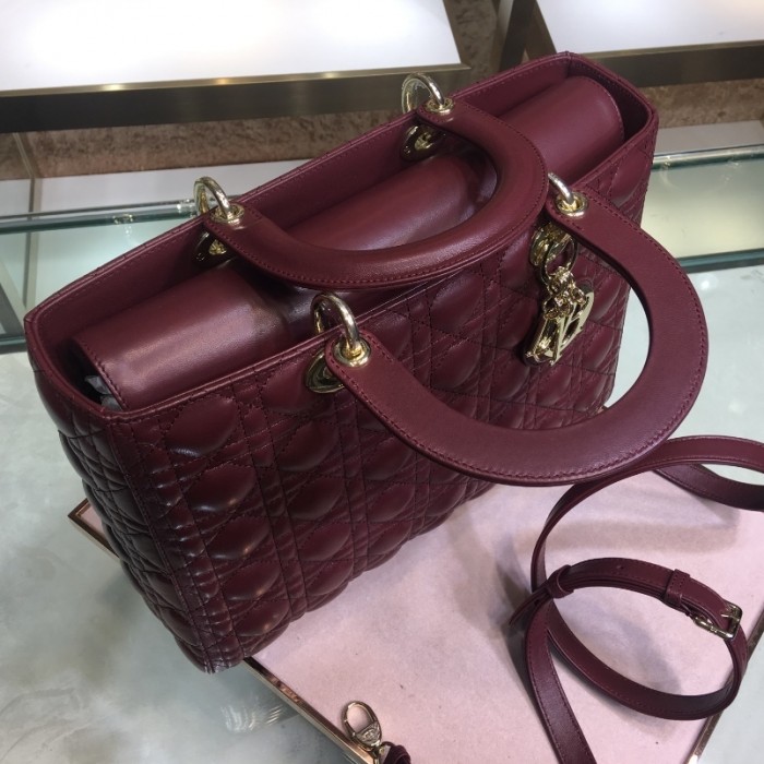 D*or lady D*or lambskin bag wine