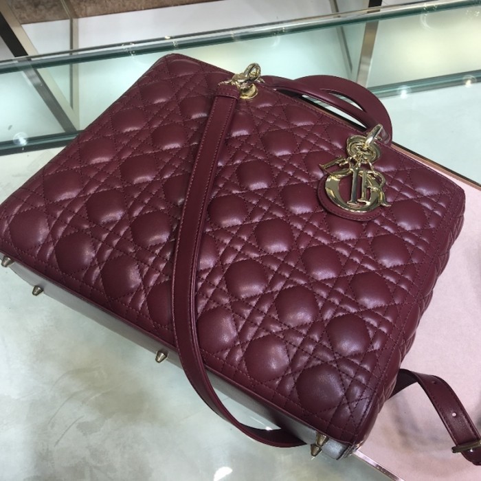 D*or lady D*or lambskin bag wine