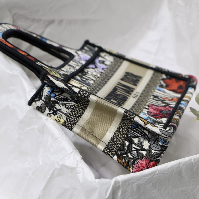 D*or mini D*or book tote multicolor mille fleurs embroidery