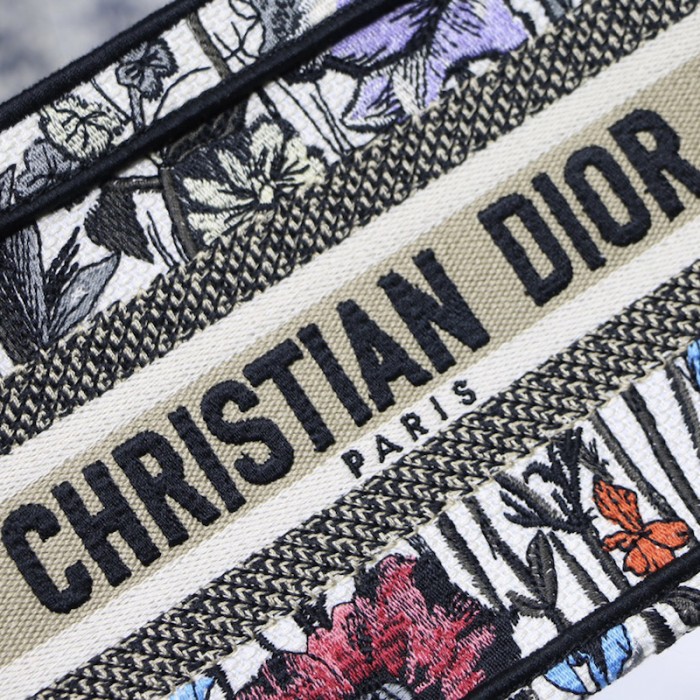D*or mini D*or book tote multicolor mille fleurs embroidery