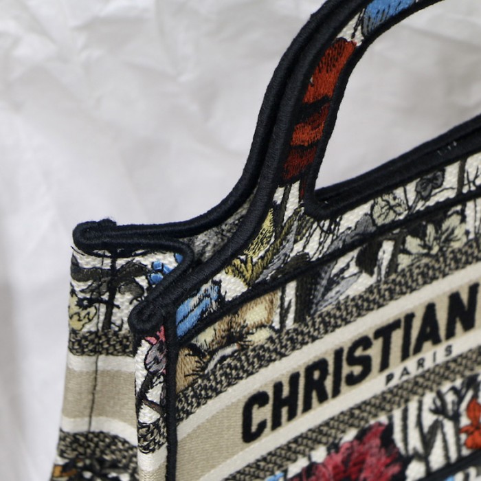 D*or mini D*or book tote multicolor mille fleurs embroidery