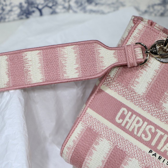 D*or medium lady d-lite bag pink stripes embroidery