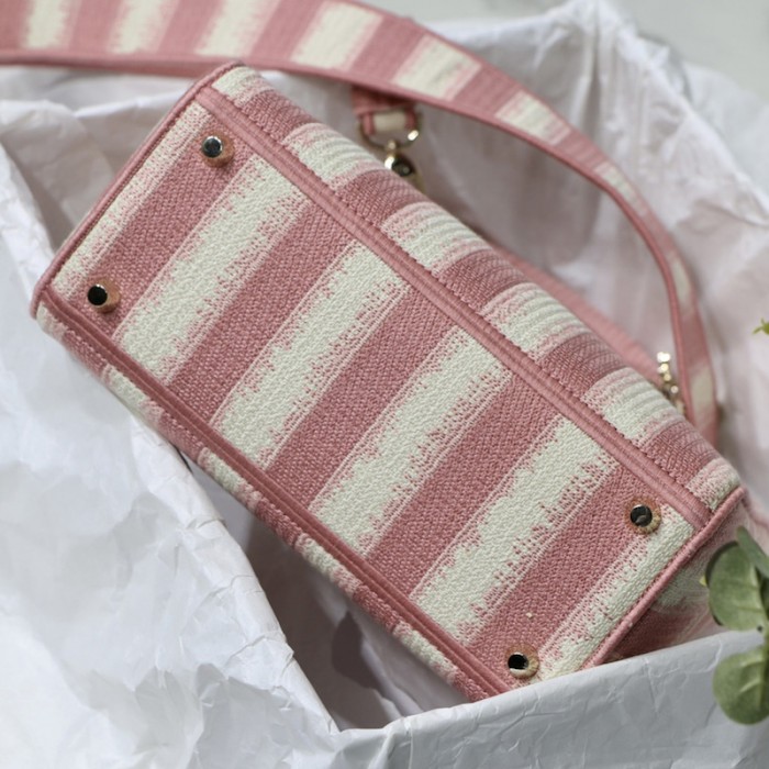 D*or medium lady d-lite bag pink stripes embroidery