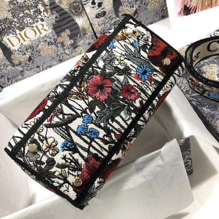 D*or medium lady d-lite bag multicolor mille fleurs embroidery